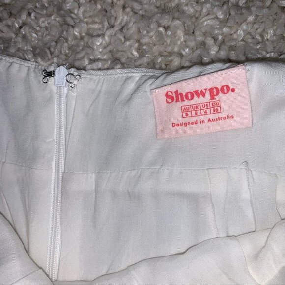 Showpo. "Break Free With Me" A-line Mini Dress White Linen Ruched Bust Size 4 US - Picture 9 of 10